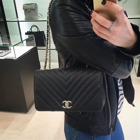 chanel chevron statement flap bag